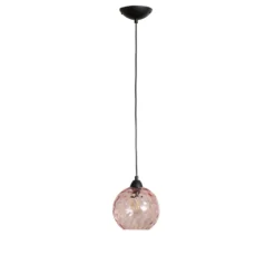Pendelleuchte Benek, pink, Glas, Ø 20 cm, E27