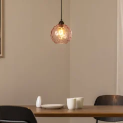 Pendelleuchte Benek, pink, Glas, Ø 20 cm, E27