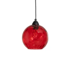 Pendelleuchte Benek, rot, Glas, Ø 20 cm, E27