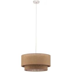 Pendelleuchte Boho, braun, Ø 45 cm, Textil