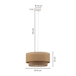 Pendelleuchte Boho, braun, Ø 45 cm, Textil