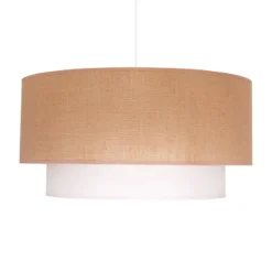 Pendelleuchte Boho, braun/weiß, Ø 45 cm, Textil