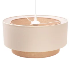 Pendelleuchte Boho, ecru/braun, Ø 45 cm, Textil