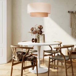 Pendelleuchte Boho, ecru/braun, Ø 45 cm, Textil