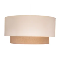 Pendelleuchte Boho, ecru/braun, Ø 45 cm, Textil