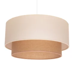 Pendelleuchte Boho, ecru/braun, Ø 45 cm, Textil
