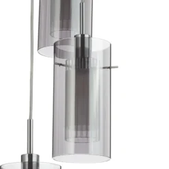 Pendelleuchte Duo 2, Rauchglas/chrom fünfflammig