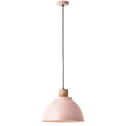 Pendelleuchte Erena mit Holzdetail, hellpink