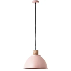 Pendelleuchte Erena mit Holzdetail, hellpink