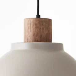 Pendelleuchte Erena mit Holzdetail, taupe
