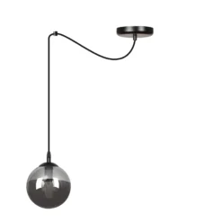 Pendelleuchte Glassy, dezentral, schwarz, grafit, Glas, 14cm