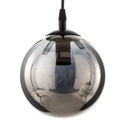 Pendelleuchte Glassy, dezentral, schwarz, grafit, Glas, 14cm