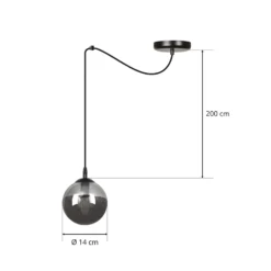 Pendelleuchte Glassy, dezentral, schwarz, grafit, Glas, 14cm