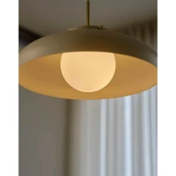 Pendelleuchte Latif, beigefarben, Ø 40 cm, Messing