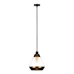 Pendelleuchte Lonceng aus Glas, Dekor gold
