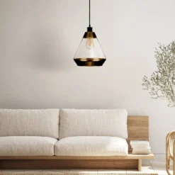 Pendelleuchte Lonceng aus Glas, Dekor gold