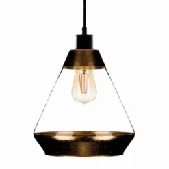 Pendelleuchte Lonceng aus Glas, Dekor gold