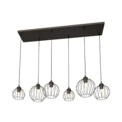 Pendelleuchte Nando, 6-flammig, 125 cm, schwarz, Metall, E27
