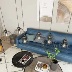 Pendelleuchte Nando, 6-flammig, 125 cm, schwarz, Metall, E27