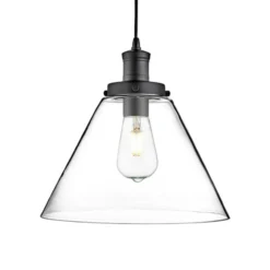 Pendelleuchte Pyramid, schwarz/klar, Glas, Ø 29 cm, E27