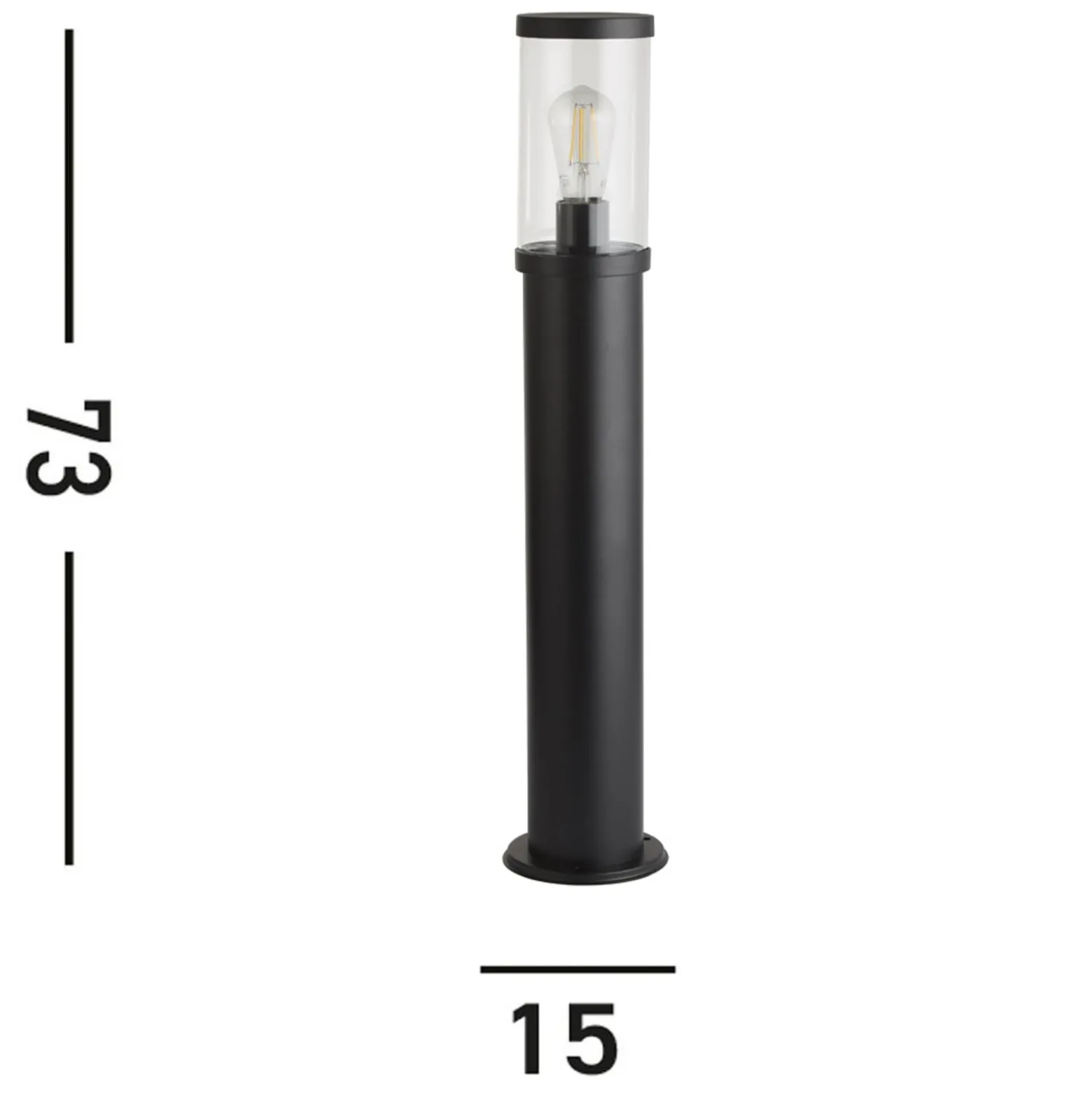Pollerleuchte Bakerloo, IP44, schwarz, Höhe 73 cm, Metall