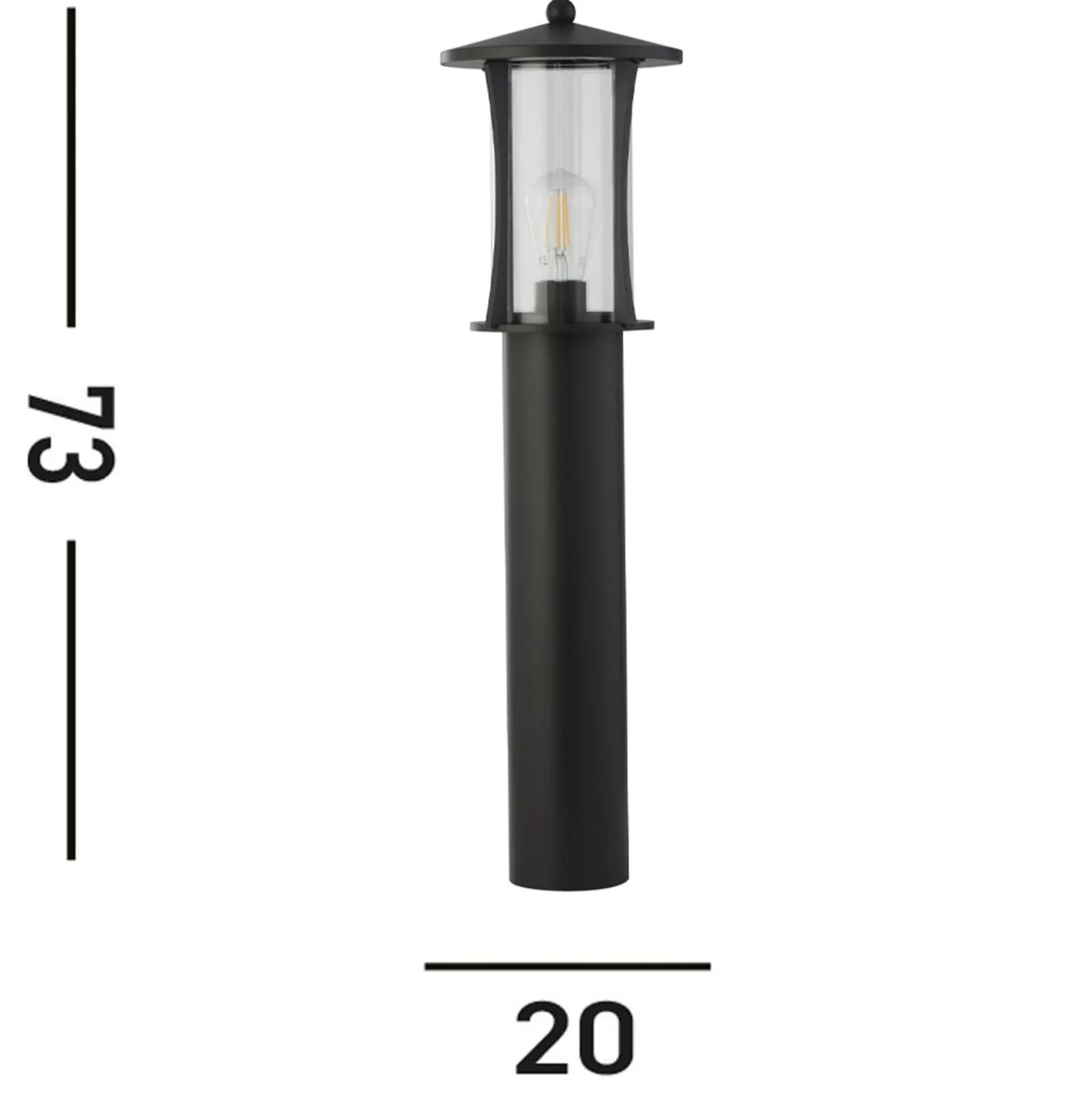 Pollerleuchte Pagoda, IP44, schwarz, Höhe 73 cm, Metall