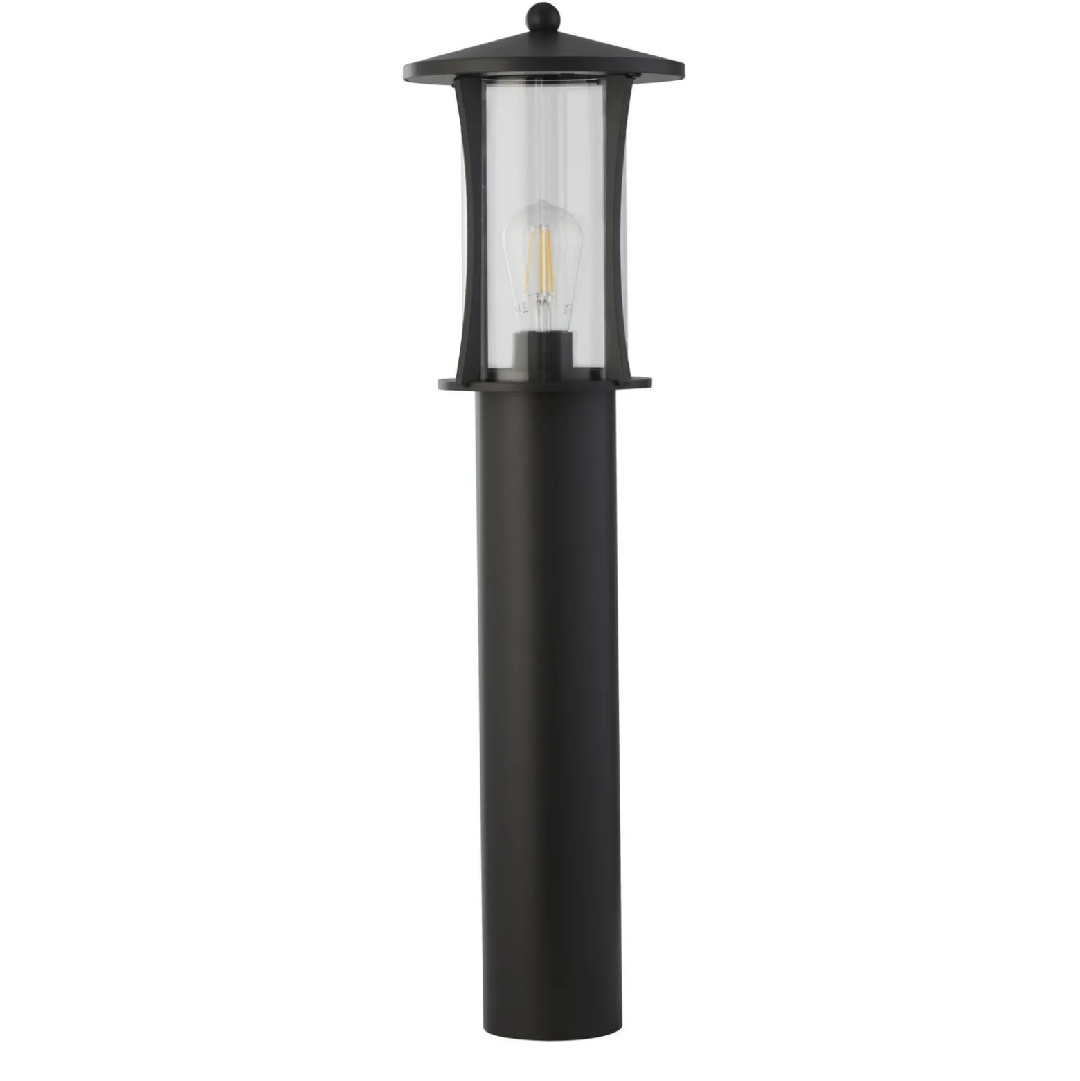 Pollerleuchte Pagoda, IP44, schwarz, Höhe 73 cm, Metall