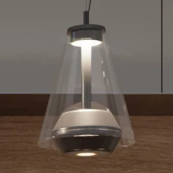 Prandina Shuttle Pendelleuchte schwarz, Glas klar