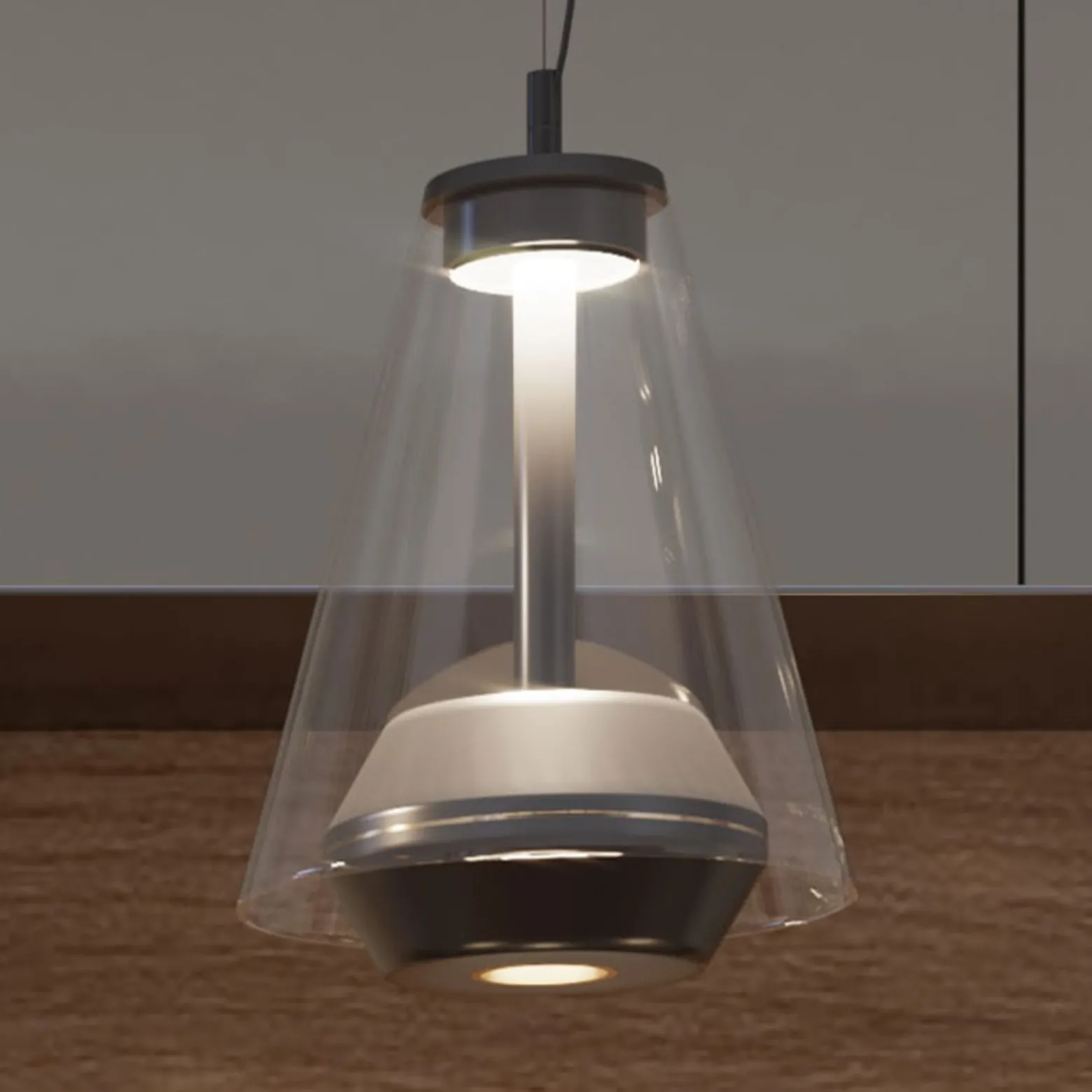 Prandina Shuttle Pendelleuchte schwarz, Glas klar