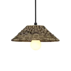 PR Home Außenhängelampe Lisen, braun, Stecker, Ø 27 cm
