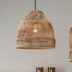 PR Home Außenhängelampe Maja, Rattan, Ø 36 cm, Stecker, IP44