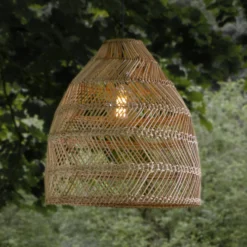 PR Home Außenhängelampe Maja, Rattan, Ø 53 cm, Stecker, IP44