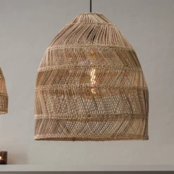 PR Home Außenhängelampe Maja, Rattan, Ø 45 cm, Stecker, IP44