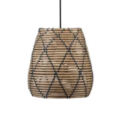 PR Home Außenhängeleuchte Lollo, Rattanoptik natur, Ø 28 cm