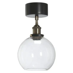 PR Home Deckenleuchte Omega, klar/messing/schwarz, Ø 20 cm