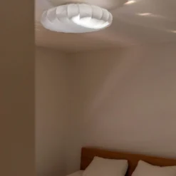PR Home Deckenleuchte Plafond, Leinentextil, Ø 42 cm, weiß