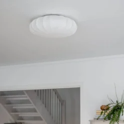 PR Home Deckenleuchte Plafond, Leinentextil, Ø 42 cm, weiß