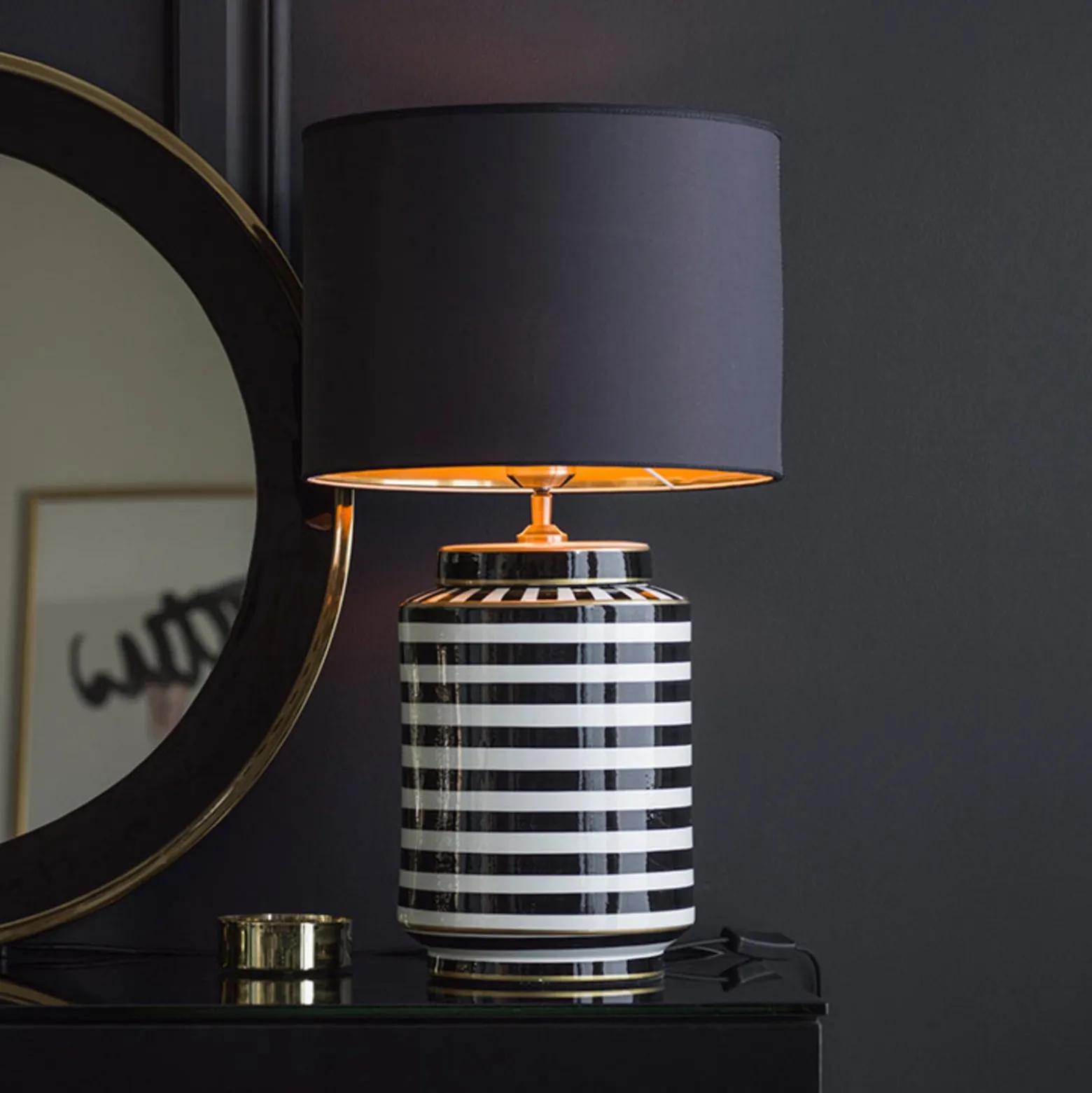 PR Home Gatsby Tischleuchte, Ø 30 cm, Keramik/Textil