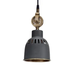PR Home Hängelampe Cleveland, Ø 14 cm, grau/messing