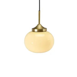 PR Home Hängelampe Elsy, messingfarben, Glas creme, Stecker