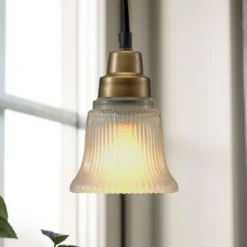 PR Home Hängelampe Emmi, satiniert/messing, Glas Stecker E27