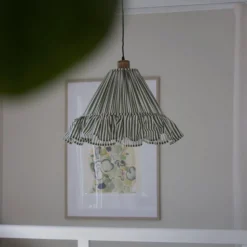 PR Home Hängelampe Estrid, moosgrün, Stoff, Ø 40 cm, E27