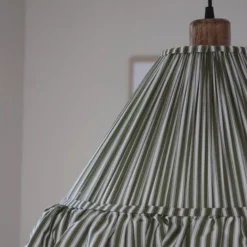 PR Home Hängelampe Estrid, moosgrün, Stoff, Ø 40 cm, E27