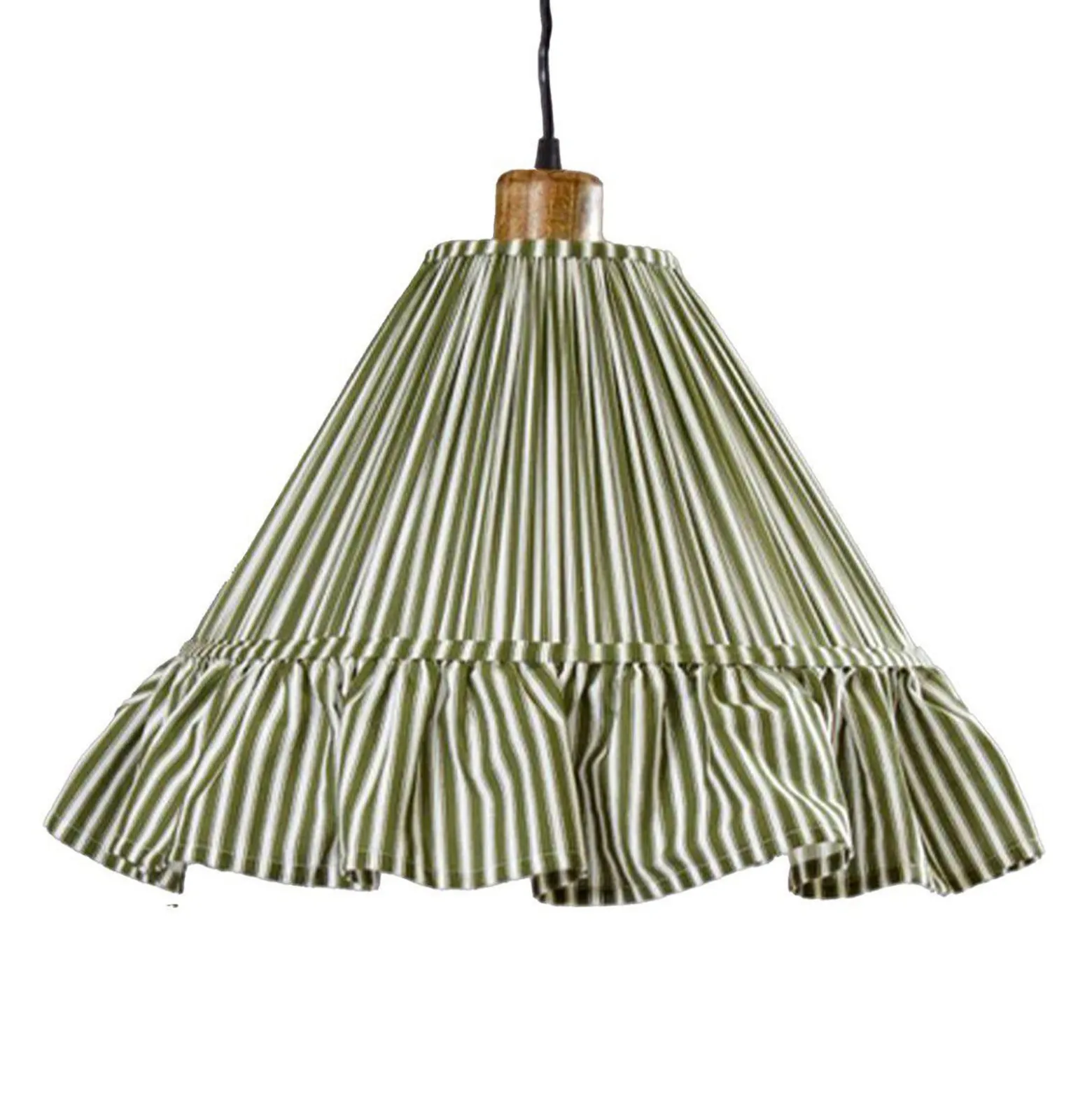 PR Home Hängelampe Estrid, moosgrün, Stoff, Ø 40 cm, E27