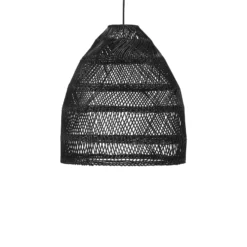 PR Home Hängelampe Maja, Rattan, schwarz, Ø 53 cm