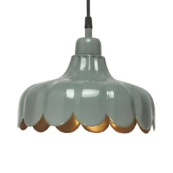 PR Home Hängelampe Wells Small, grün/gold, Ø 24 cm, Stecker