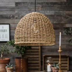 PR Home Hängeleuchte Cebu, Ø 57 cm, Lampakanay-Schirm, IP20