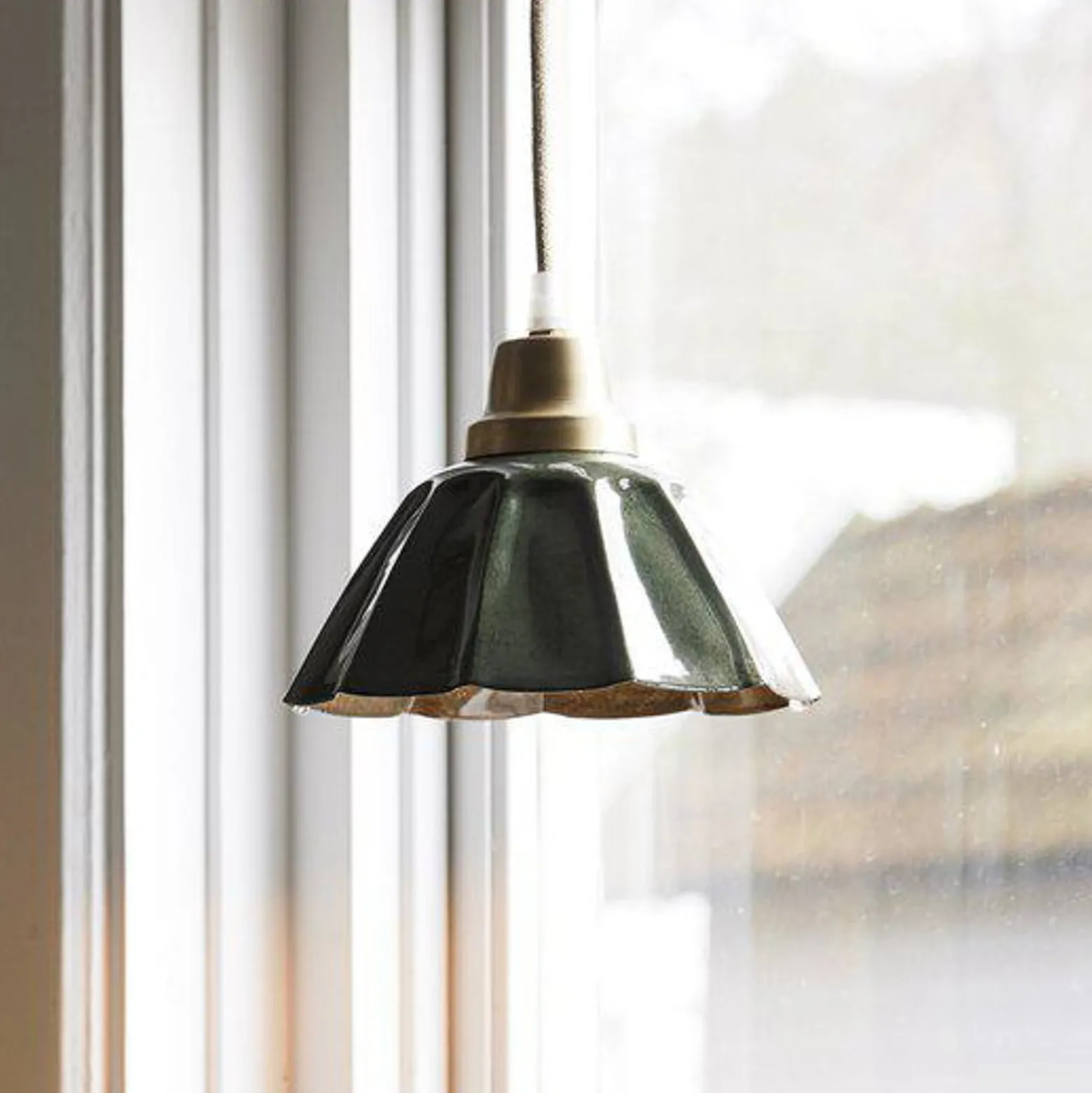 PR Home Hängeleuchte Ester, grün, Ø 17 cm, Eisen, Stecker