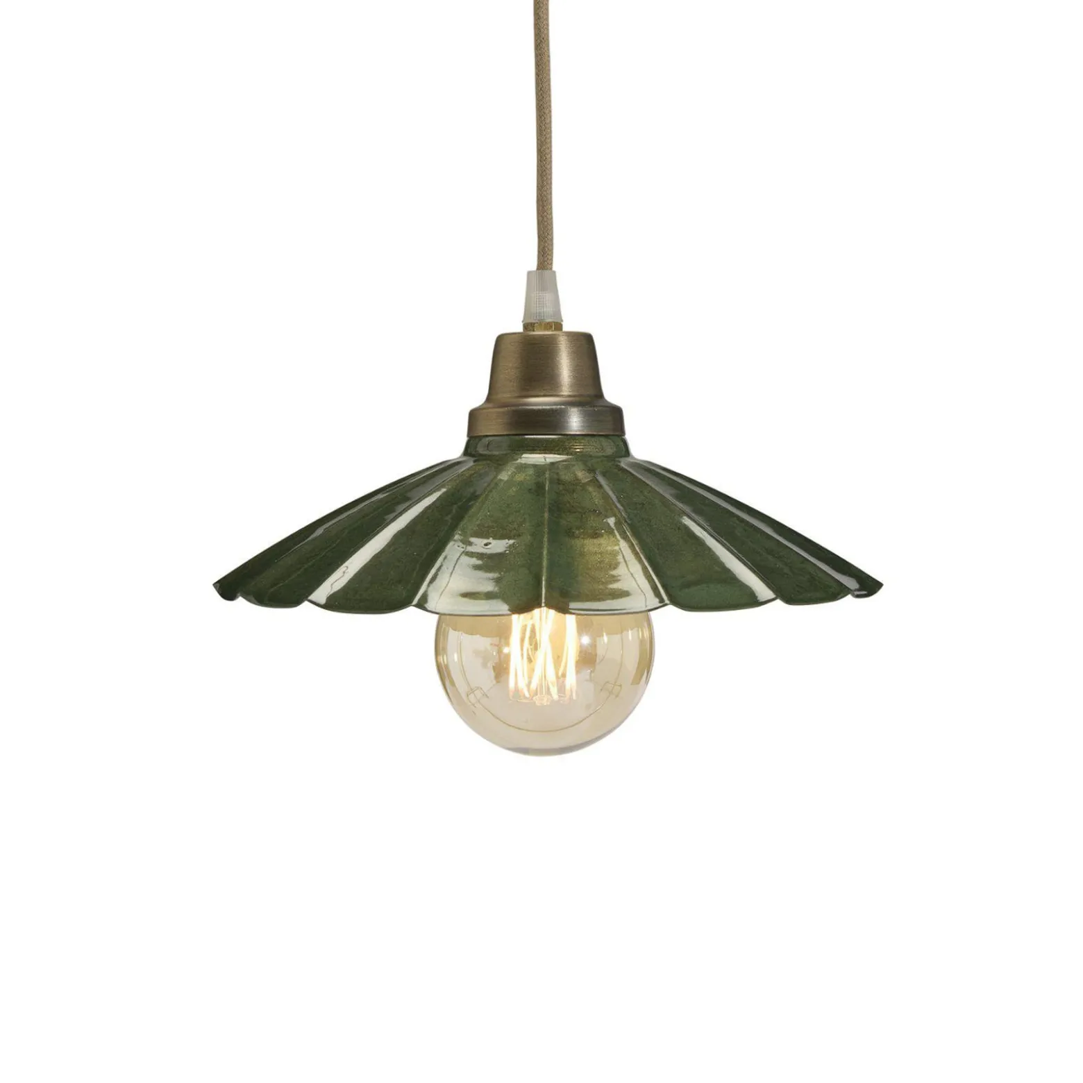 PR Home Hängeleuchte Ester, grün, Ø 24 cm, Eisen, Stecker