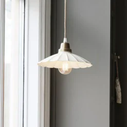 PR Home Hängeleuchte Ester, offwhite, Ø 24 cm, Eisen Stecker